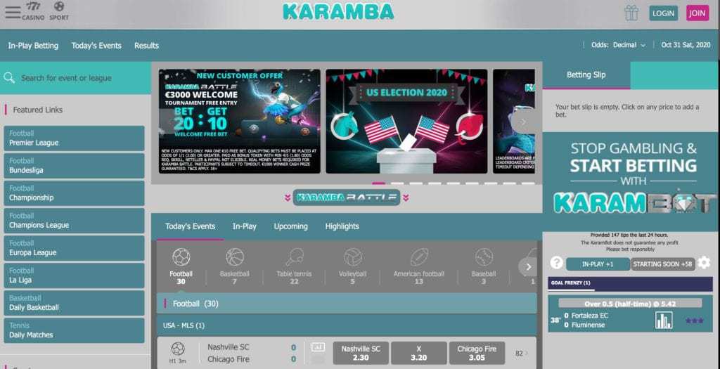 karamba live betting