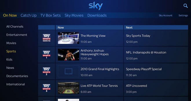 partidos en vivo en sky sport