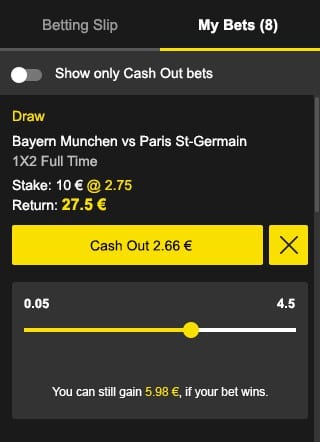 betFirst cashout option