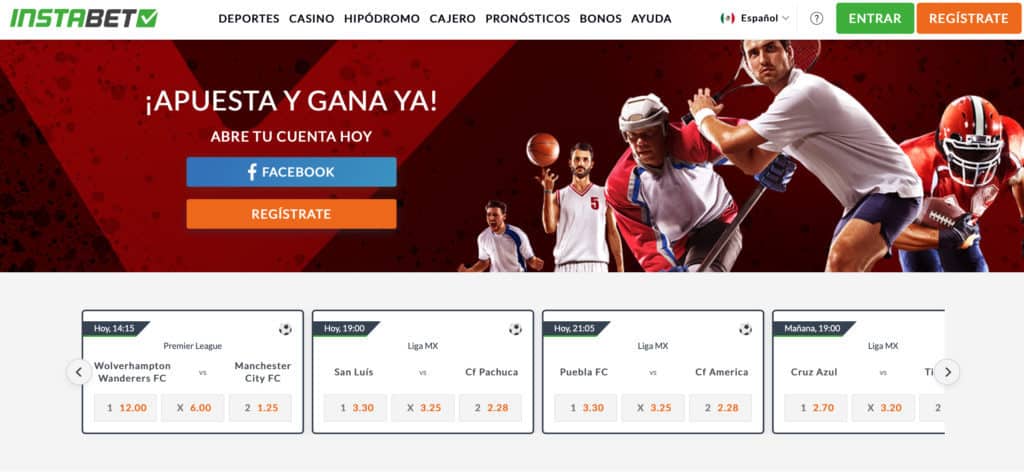 instabet sportsbook homepage