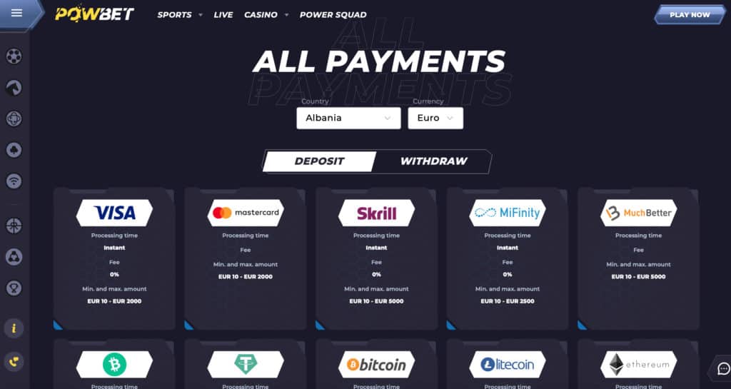 Powbet спортна борса 2 опции за плащане на powbet