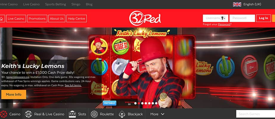 página de inicio del casino 32red